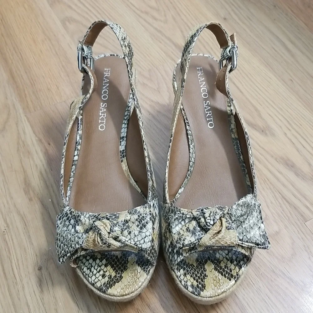 Franco Sarto Camino Espadrilles Snakeskin Heels